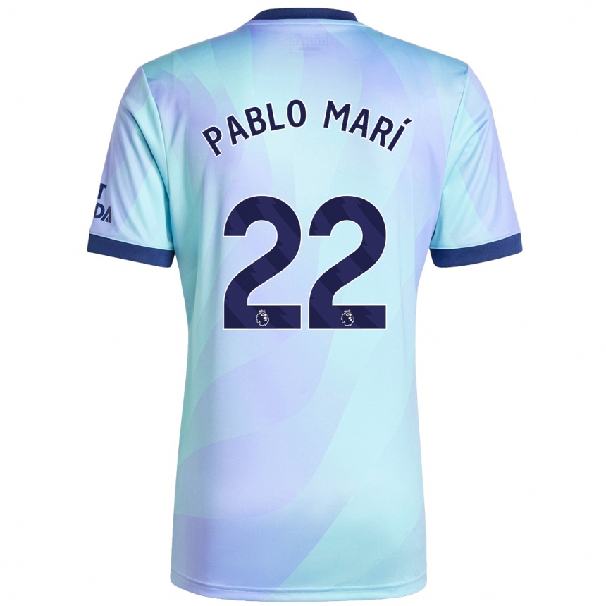 Men Football Pablo Mari #22 Aqua Third Jersey 2024/25 T-Shirt Nz