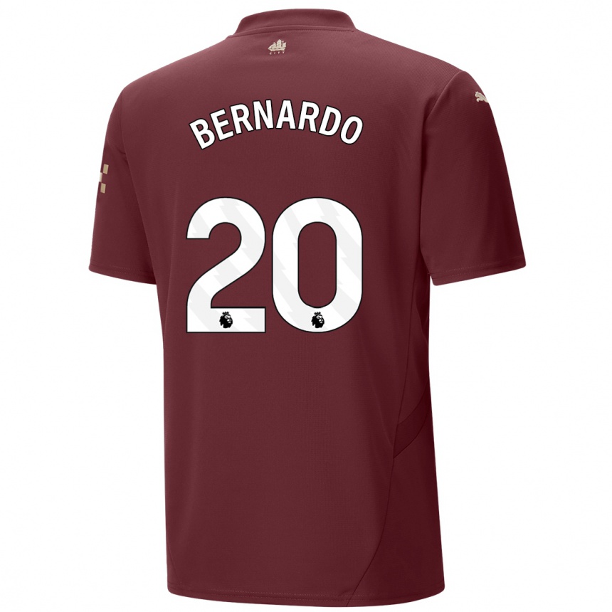 Men Football Bernardo Silva #20 Maroon Third Jersey 2024/25 T-Shirt Nz