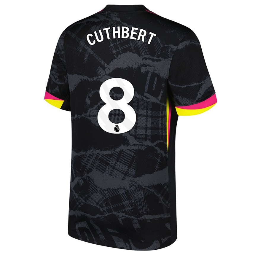 Men Football Erin Cuthbert #8 Black Pink Third Jersey 2024/25 T-Shirt Nz