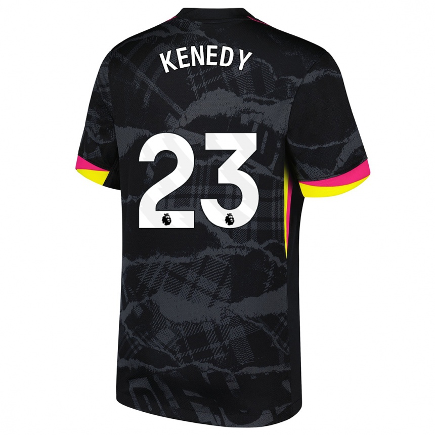 Men Football Robert Kenedy #23 Black Pink Third Jersey 2024/25 T-Shirt Nz