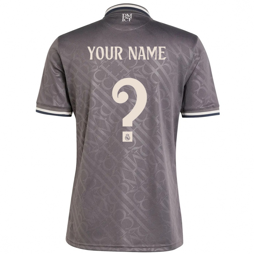 Men Football Your Name #0 Charcoal Third Jersey 2024/25 T-Shirt Nz