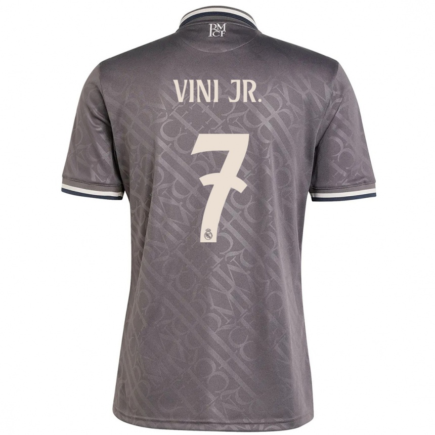 Men Football Vinicius Junior #7 Charcoal Third Jersey 2024/25 T-Shirt Nz