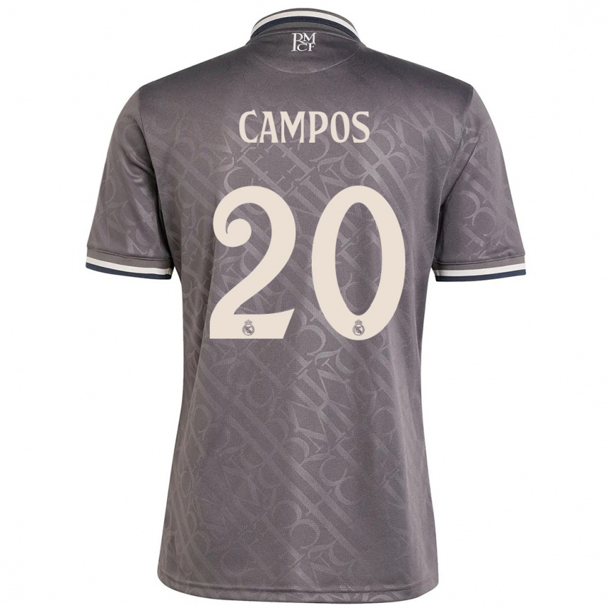 Men Football Andrés Campos #20 Charcoal Third Jersey 2024/25 T-Shirt Nz