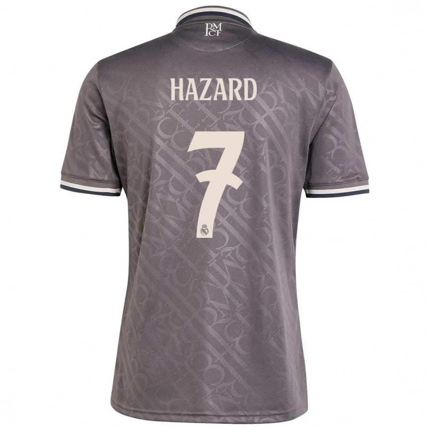 Men Football Eden Hazard #7 Charcoal Third Jersey 2024/25 T-Shirt Nz