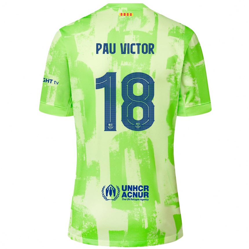 Men Football Pau Víctor #18 Lime Third Jersey 2024/25 T-Shirt Nz