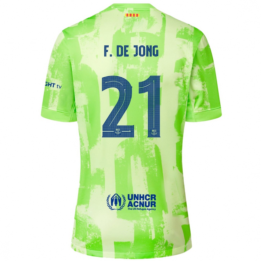 Men Football Frenkie De Jong #21 Lime Third Jersey 2024/25 T-Shirt Nz