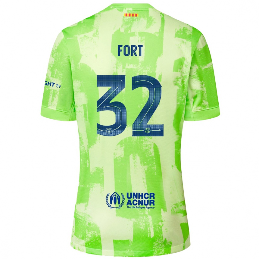 Men Football Héctor Fort #32 Lime Third Jersey 2024/25 T-Shirt Nz