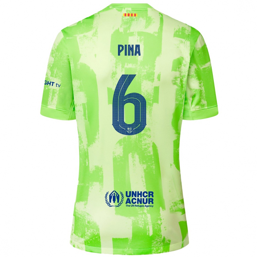 Men Football Claudia Pina #6 Lime Third Jersey 2024/25 T-Shirt Nz