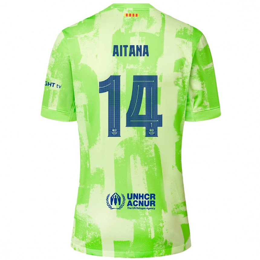 Men Football Aitana Bonmati #14 Lime Third Jersey 2024/25 T-Shirt Nz