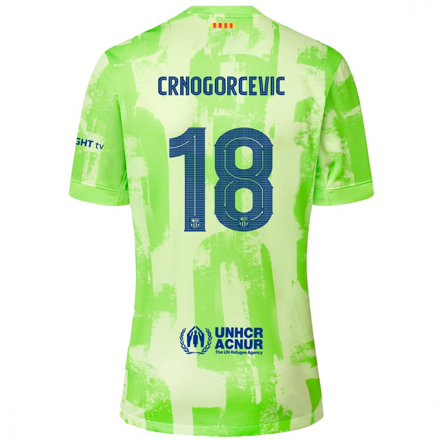 Men Football Ana-Maria Crnogorcevic #18 Lime Third Jersey 2024/25 T-Shirt Nz