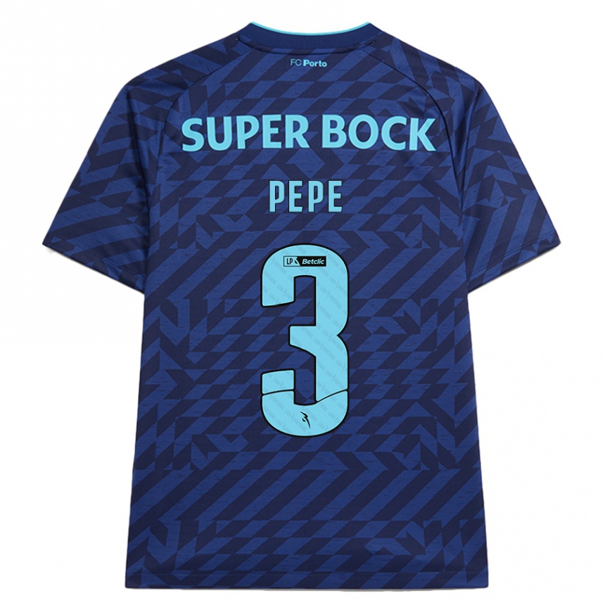 Men Football Pepe #3 Navy Blue Third Jersey 2024/25 T-Shirt Nz