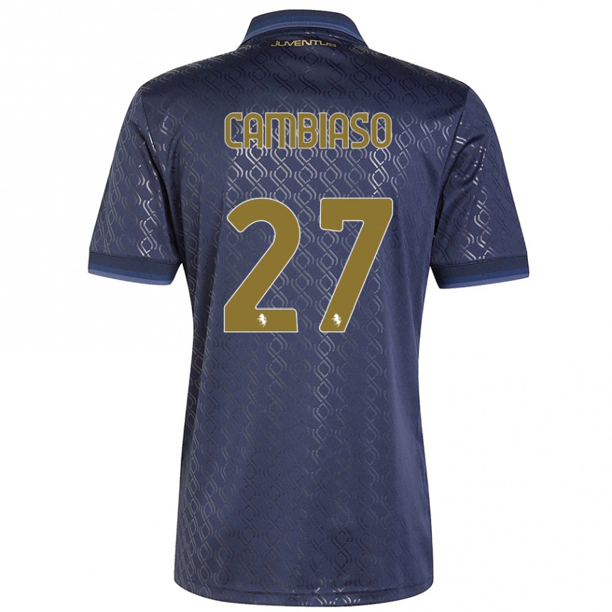 Men Football Andrea Cambiaso #27 Navy Blue Third Jersey 2024/25 T-Shirt Nz