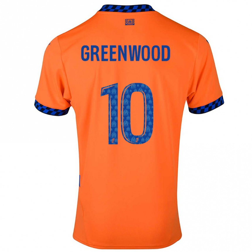 Men Football Mason Greenwood #10 Orange Dark Blue Third Jersey 2024/25 T-Shirt Nz