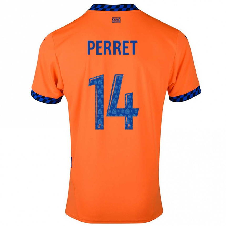 Men Football Jenny Perret #14 Orange Dark Blue Third Jersey 2024/25 T-Shirt Nz