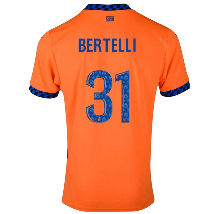 Men Football Ugo Bertelli #31 Orange Dark Blue Third Jersey 2024/25 T-Shirt Nz