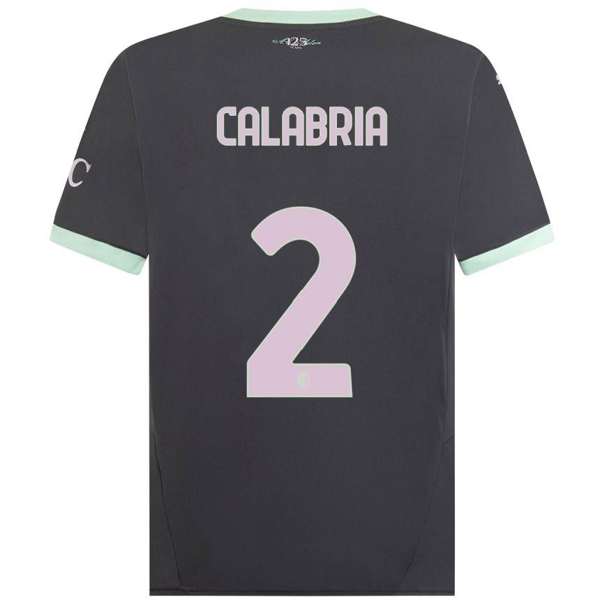 Men Football Davide Calabria #2 Grey Third Jersey 2024/25 T-Shirt Nz