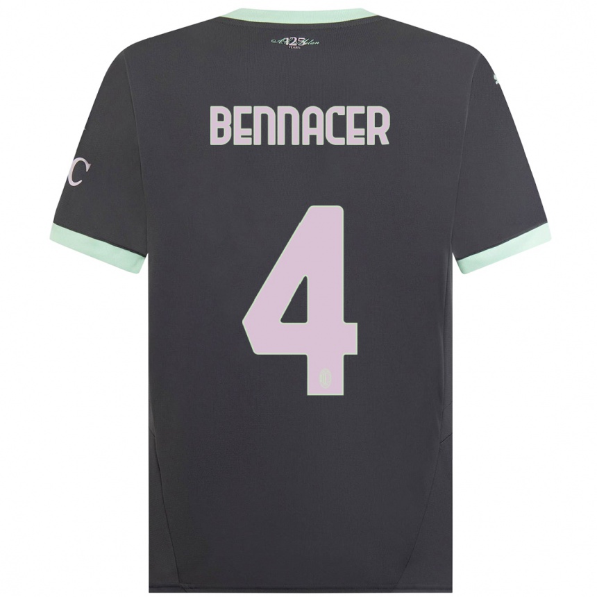 Men Football Ismael Bennacer #4 Grey Third Jersey 2024/25 T-Shirt Nz