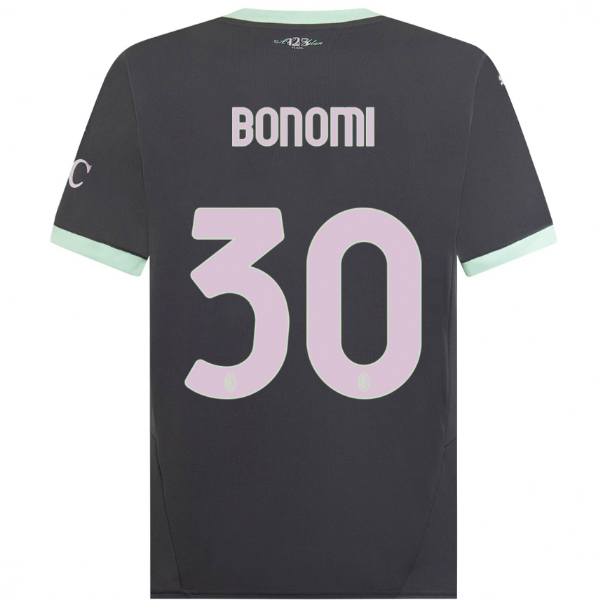 Men Football Alessandro Bonomi #30 Grey Third Jersey 2024/25 T-Shirt Nz