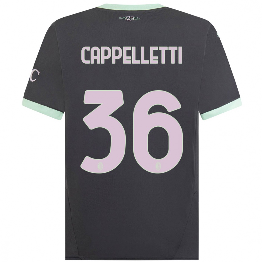 Men Football Mattia Cappelletti #36 Grey Third Jersey 2024/25 T-Shirt Nz