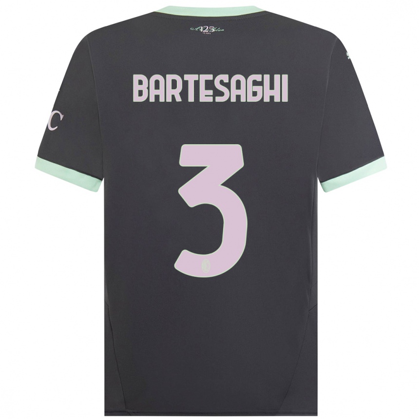 Men Football Davide Bartesaghi #3 Grey Third Jersey 2024/25 T-Shirt Nz