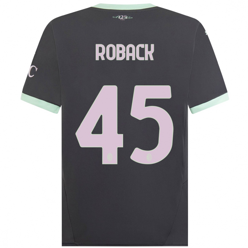 Men Football Emil Roback #45 Grey Third Jersey 2024/25 T-Shirt Nz