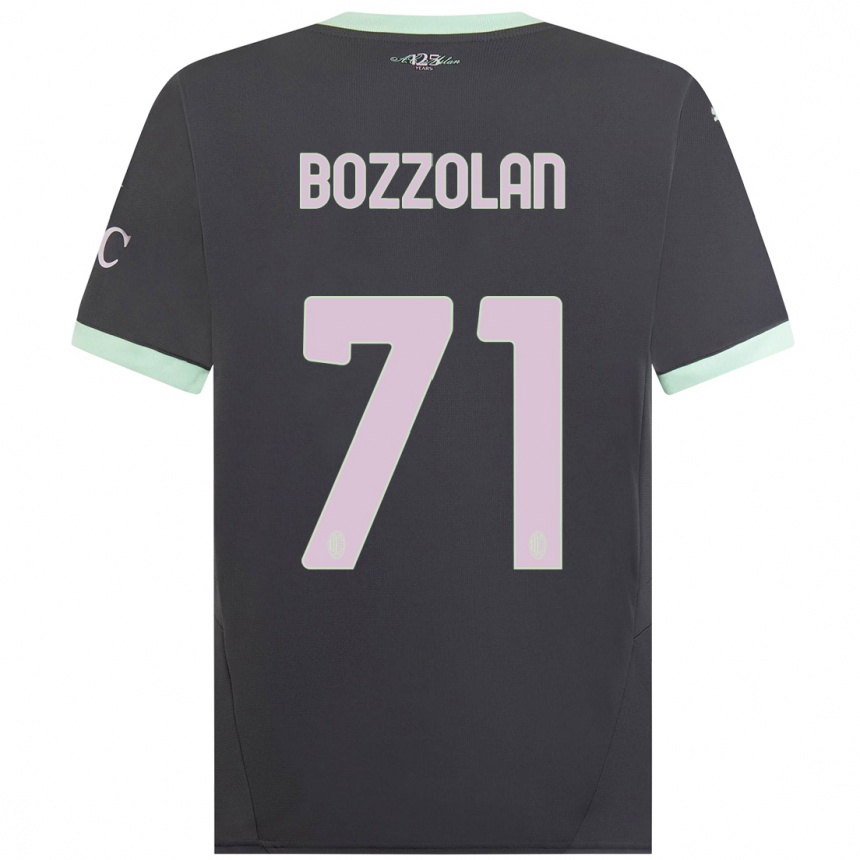 Men Football Andrea Bozzolan #71 Grey Third Jersey 2024/25 T-Shirt Nz