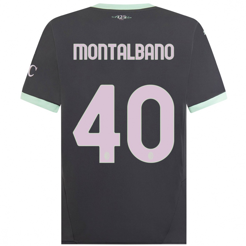 Men Football Nicolo Montalbano #40 Grey Third Jersey 2024/25 T-Shirt Nz