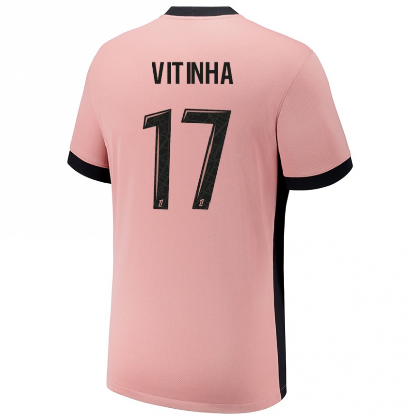 Men Football Vitinha #17 Rust Pink Third Jersey 2024/25 T-Shirt Nz