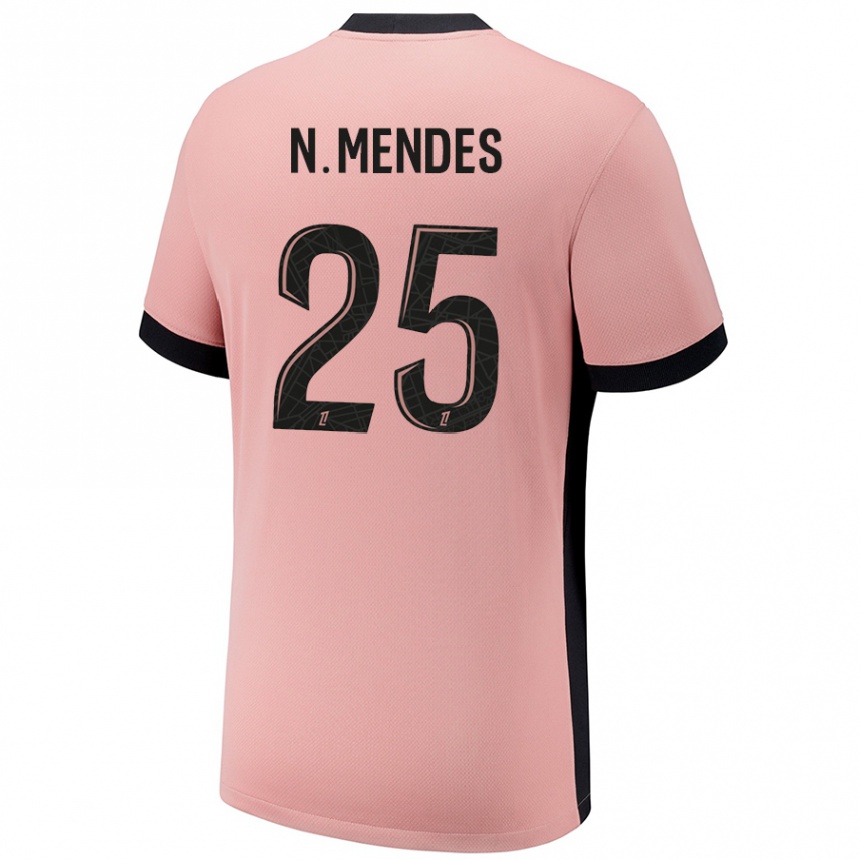 Men Football Nuno Mendes #25 Rust Pink Third Jersey 2024/25 T-Shirt Nz