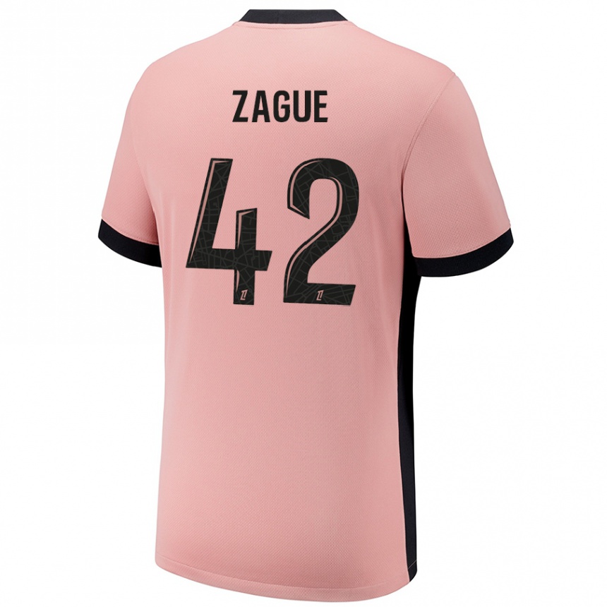 Men Football Yoram Zague #42 Rust Pink Third Jersey 2024/25 T-Shirt Nz