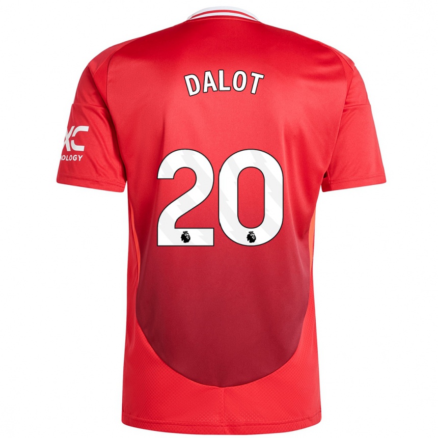 Women Football Diogo Dalot #20 Bright Red Home Jersey 2024/25 T-Shirt Nz