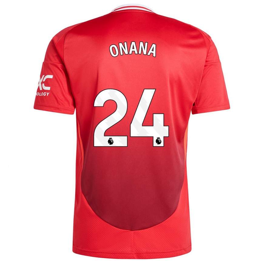 Women Football Andre Onana #24 Bright Red Home Jersey 2024/25 T-Shirt Nz