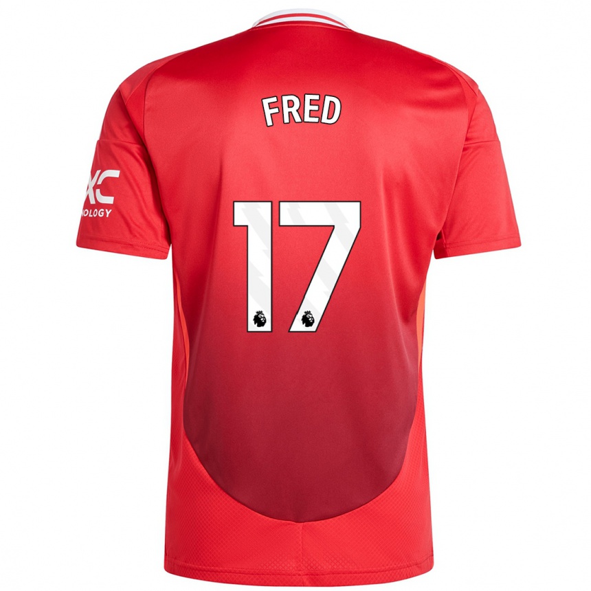 Women Football Fred #17 Bright Red Home Jersey 2024/25 T-Shirt Nz