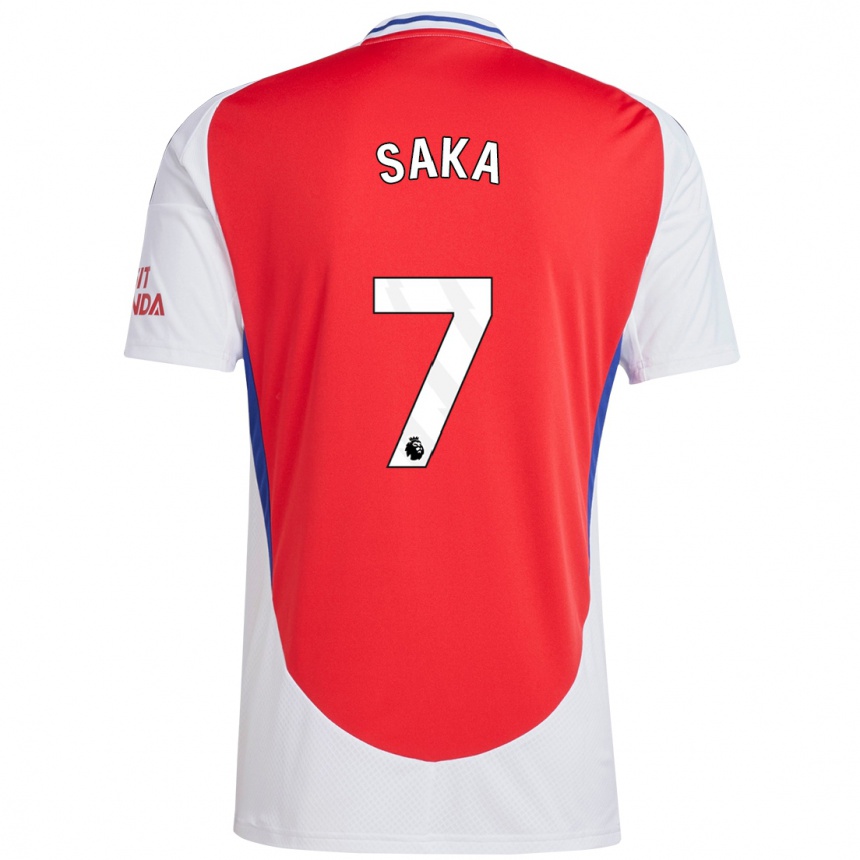 Women Football Bukayo Saka #7 Red White Home Jersey 2024/25 T-Shirt Nz