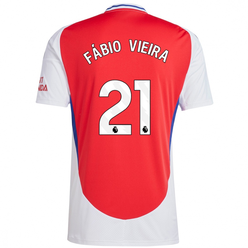 Women Football Fabio Vieira #21 Red White Home Jersey 2024/25 T-Shirt Nz