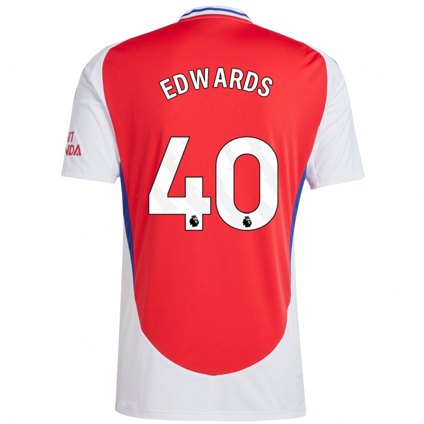 Women Football Khayon Edwards #40 Red White Home Jersey 2024/25 T-Shirt Nz