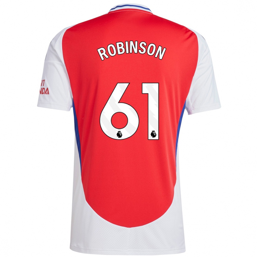 Women Football Josh Robinson #61 Red White Home Jersey 2024/25 T-Shirt Nz