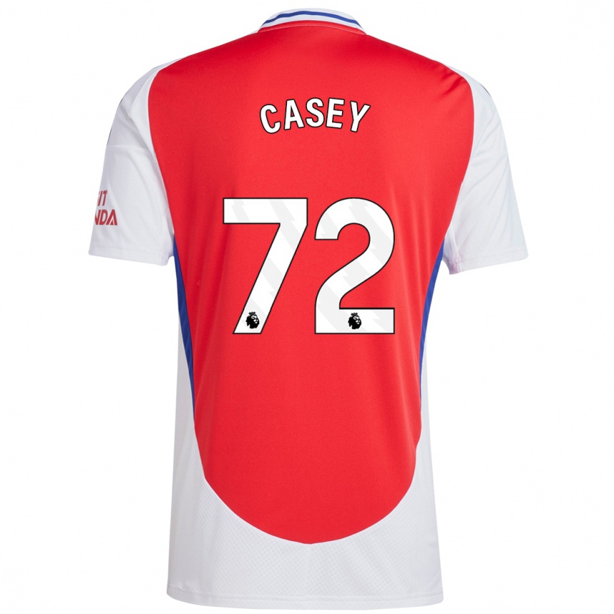 Women Football Dan Casey #72 Red White Home Jersey 2024/25 T-Shirt Nz