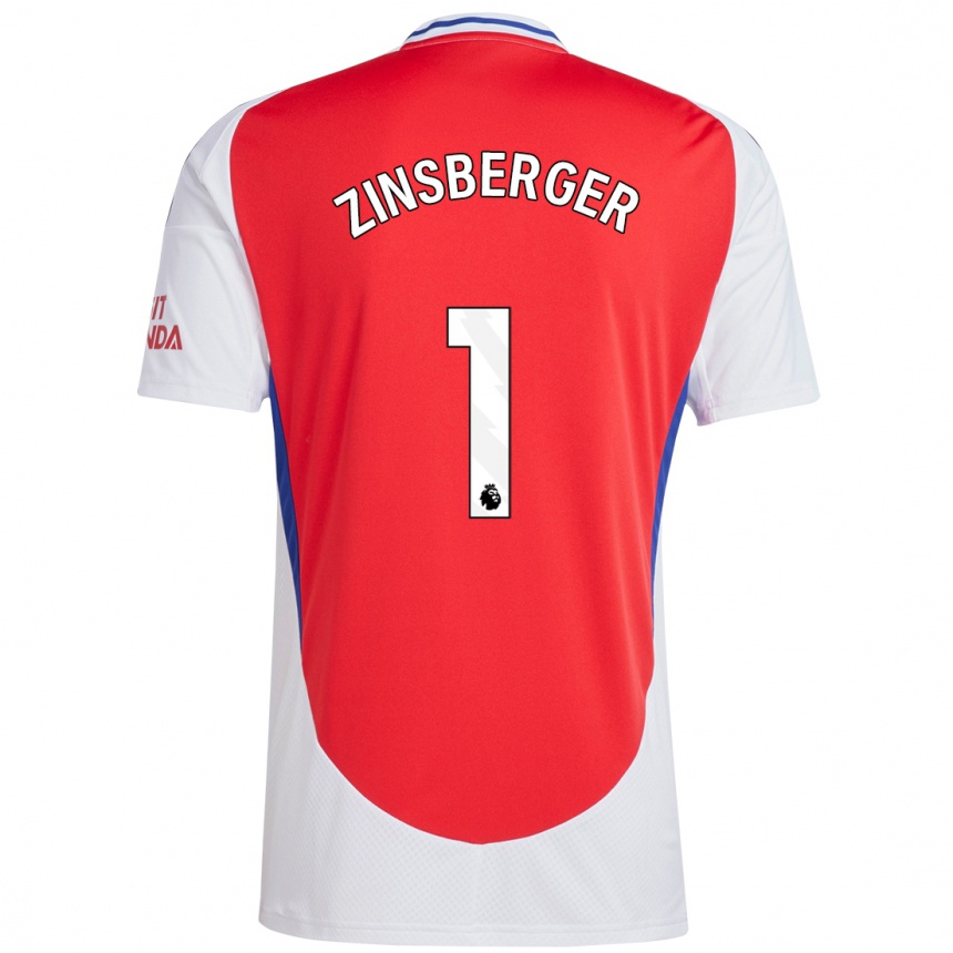 Women Football Manuela Zinsberger #1 Red White Home Jersey 2024/25 T-Shirt Nz