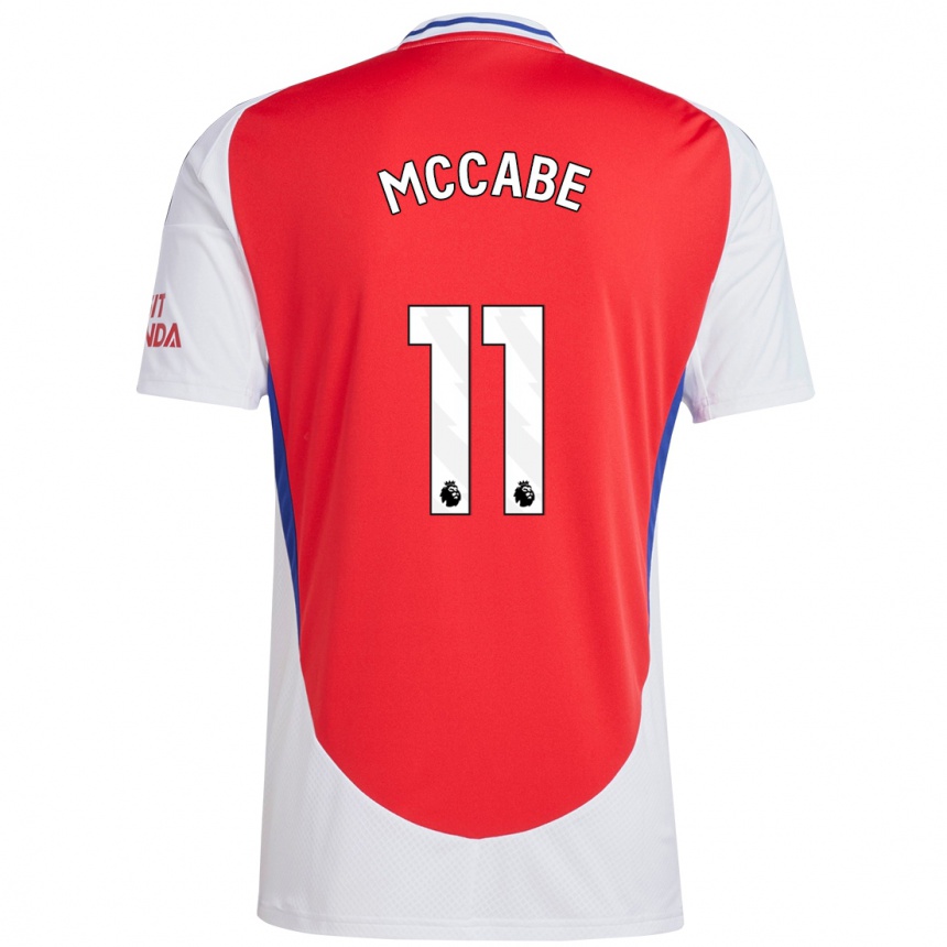 Women Football Katie Mccabe #11 Red White Home Jersey 2024/25 T-Shirt Nz