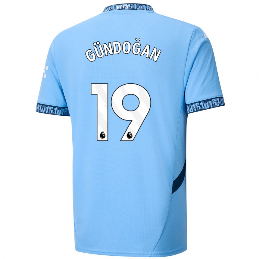 Women Football Ilkay Gundogan #19 Navy Blue Home Jersey 2024/25 T-Shirt Nz