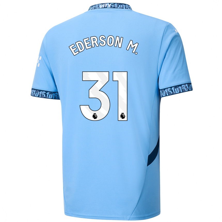 Women Football Ederson Moraes #31 Navy Blue Home Jersey 2024/25 T-Shirt Nz