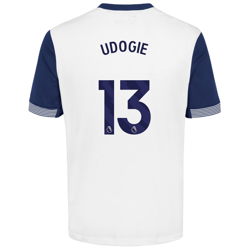 Women Football Destiny Udogie #13 White Blue Home Jersey 2024/25 T-Shirt Nz