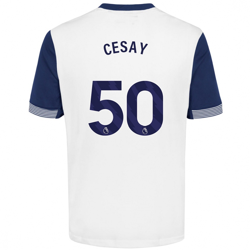 Women Football Kallum Cesay #50 White Blue Home Jersey 2024/25 T-Shirt Nz