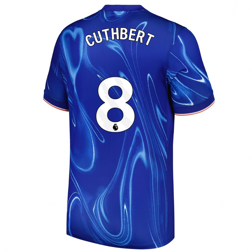 Women Football Erin Cuthbert #8 Blue White Home Jersey 2024/25 T-Shirt Nz