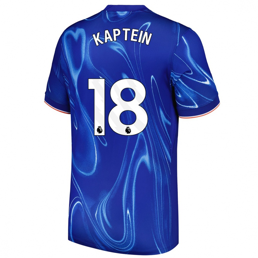 Women Football Wieke Kaptein #18 Blue White Home Jersey 2024/25 T-Shirt Nz