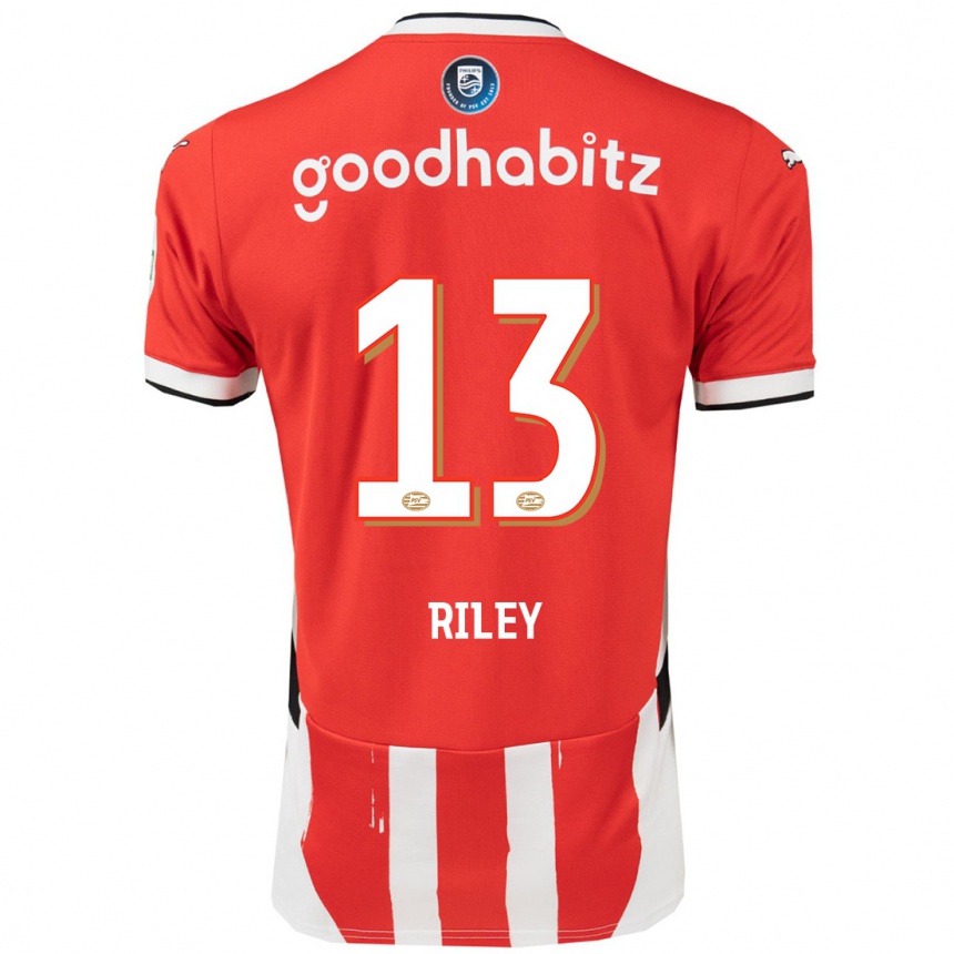 Women Football Indiah-Paige Riley #13 Red White Home Jersey 2024/25 T-Shirt Nz