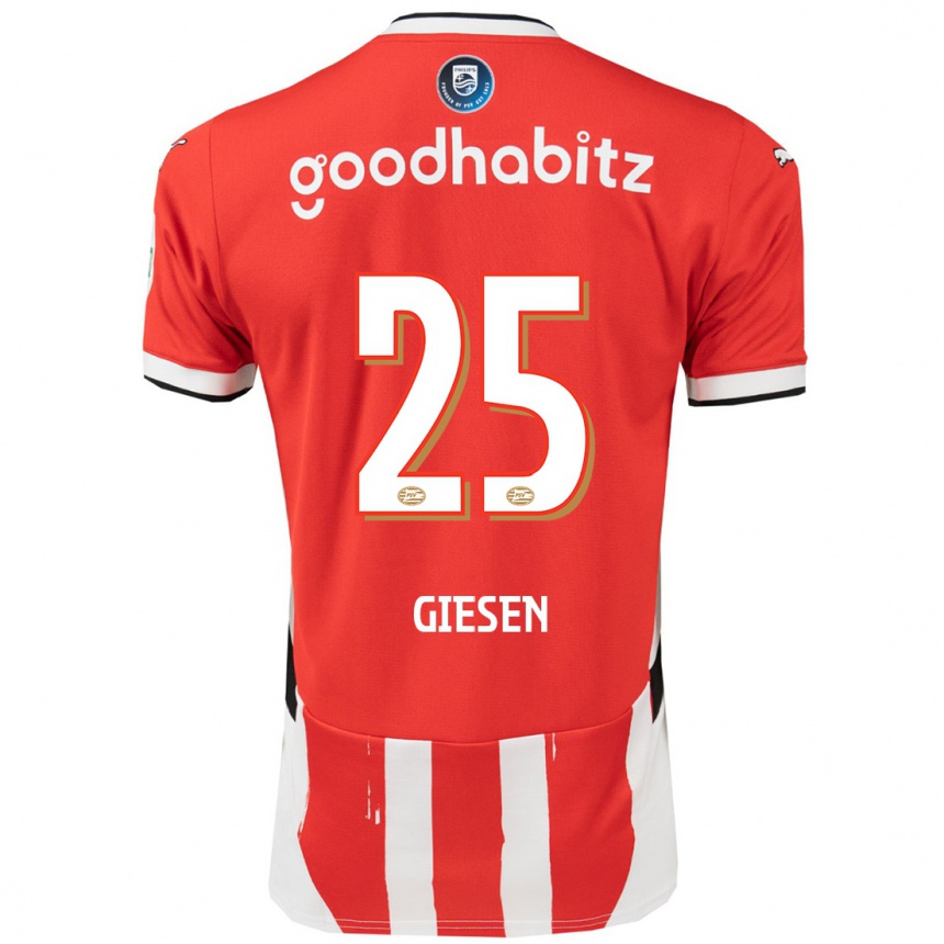 Women Football Suzanne Giesen #25 Red White Home Jersey 2024/25 T-Shirt Nz