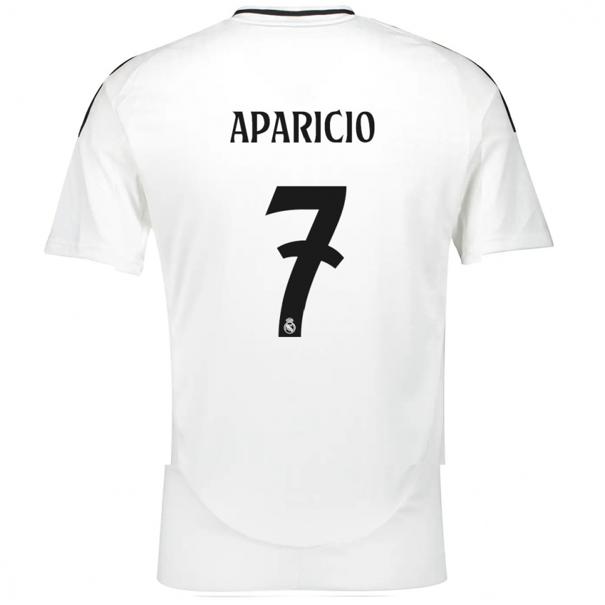 Women Football Esteban Aparicio #7 White Home Jersey 2024/25 T-Shirt Nz