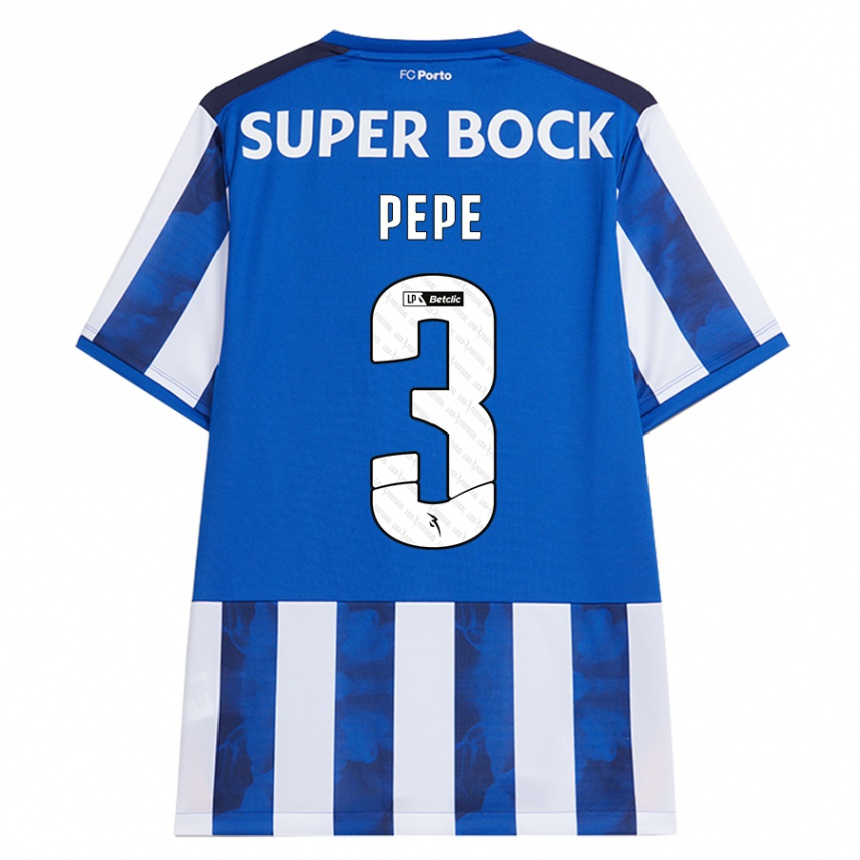 Women Football Pepe #3 Blue White Home Jersey 2024/25 T-Shirt Nz